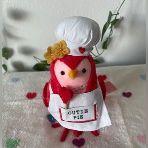 Fabric Valentine's Day Bird Figurine 'Cutie Pie' Chef.